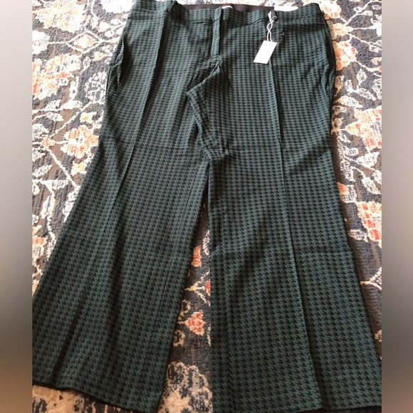 💐NWT LANE BRYANT Sz24 THE ALLIE BOOTCUT GREEN/BLK HOUNDSTOOTH PANTS - Picture 5 of 13